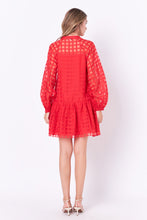 Load image into Gallery viewer, Sheer Checkered Organza Long Sleeve Mini Dress
