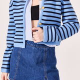 Pepper Knit Sailor Stripe Cropped Sweater Cardigan