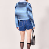 Pepper Knit Sailor Stripe Cropped Sweater Cardigan