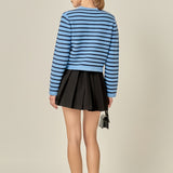 Pepper Knit Sailor Stripe Cropped Sweater Cardigan