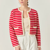 Pepper Knit Sailor Stripe Cropped Sweater Cardigan