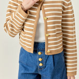 Knit Striped Sweater Cardigan