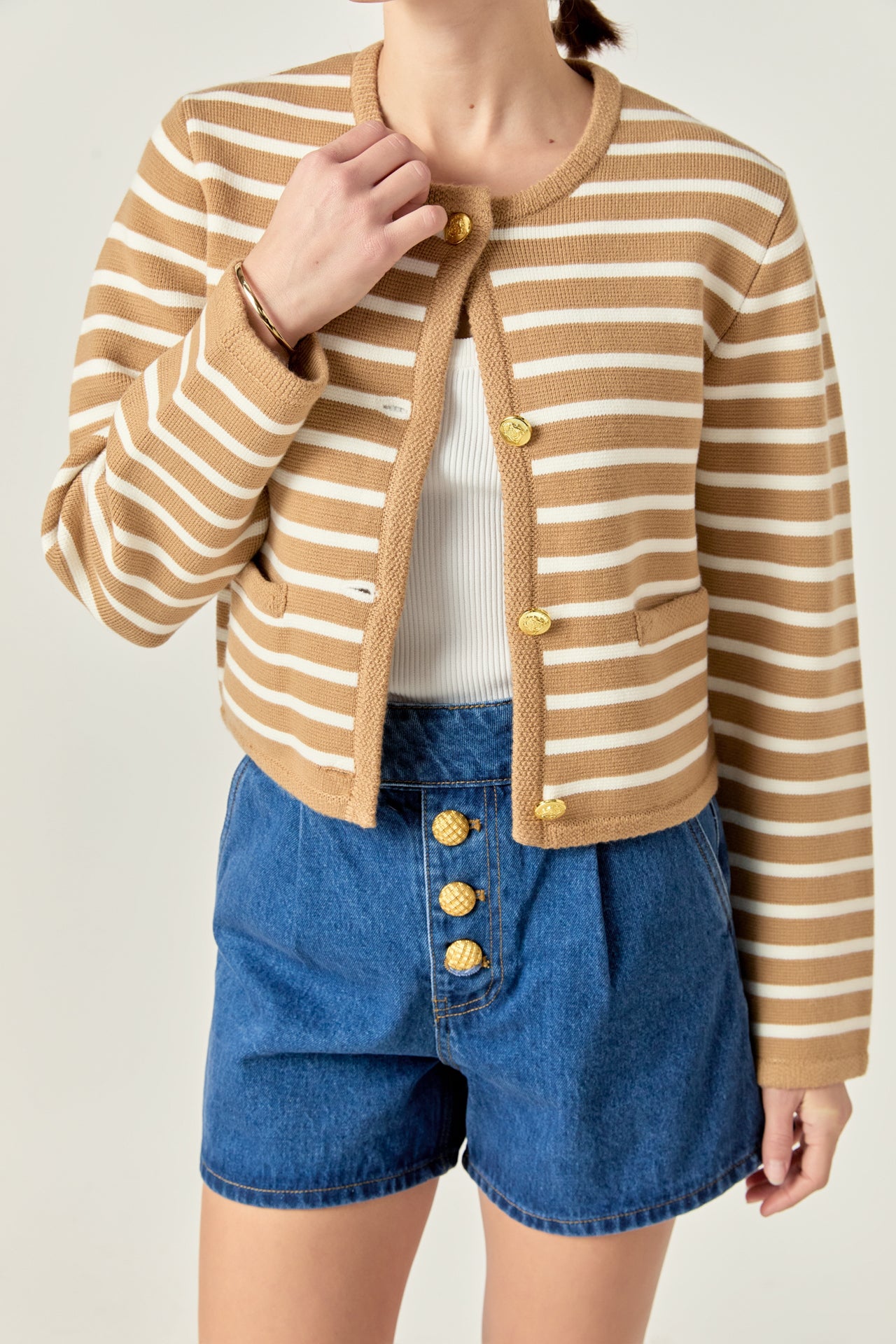 Knit Striped Sweater Cardigan