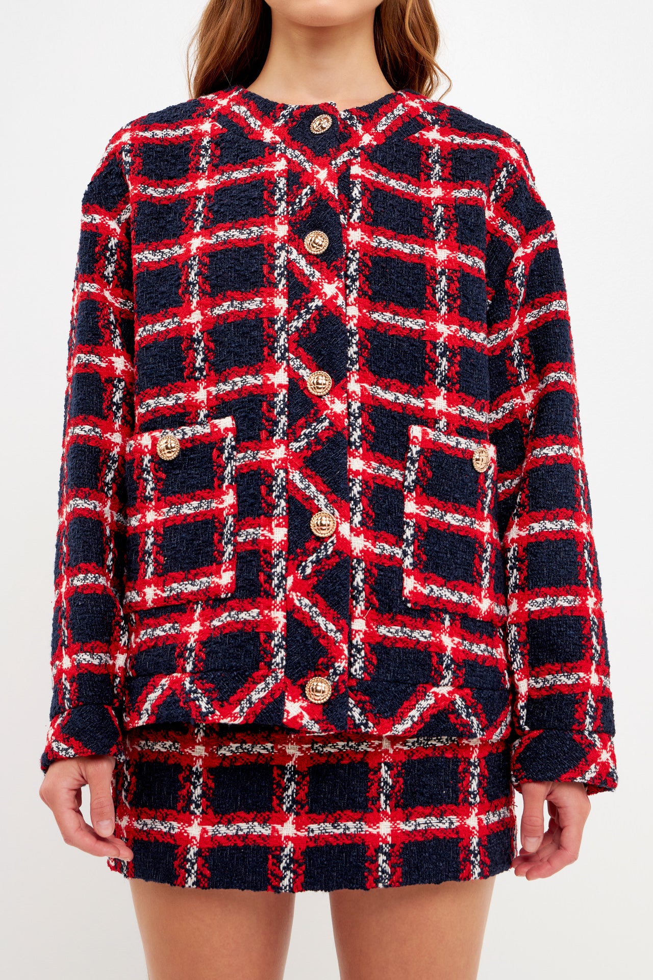 Check hot sale boucle jacket