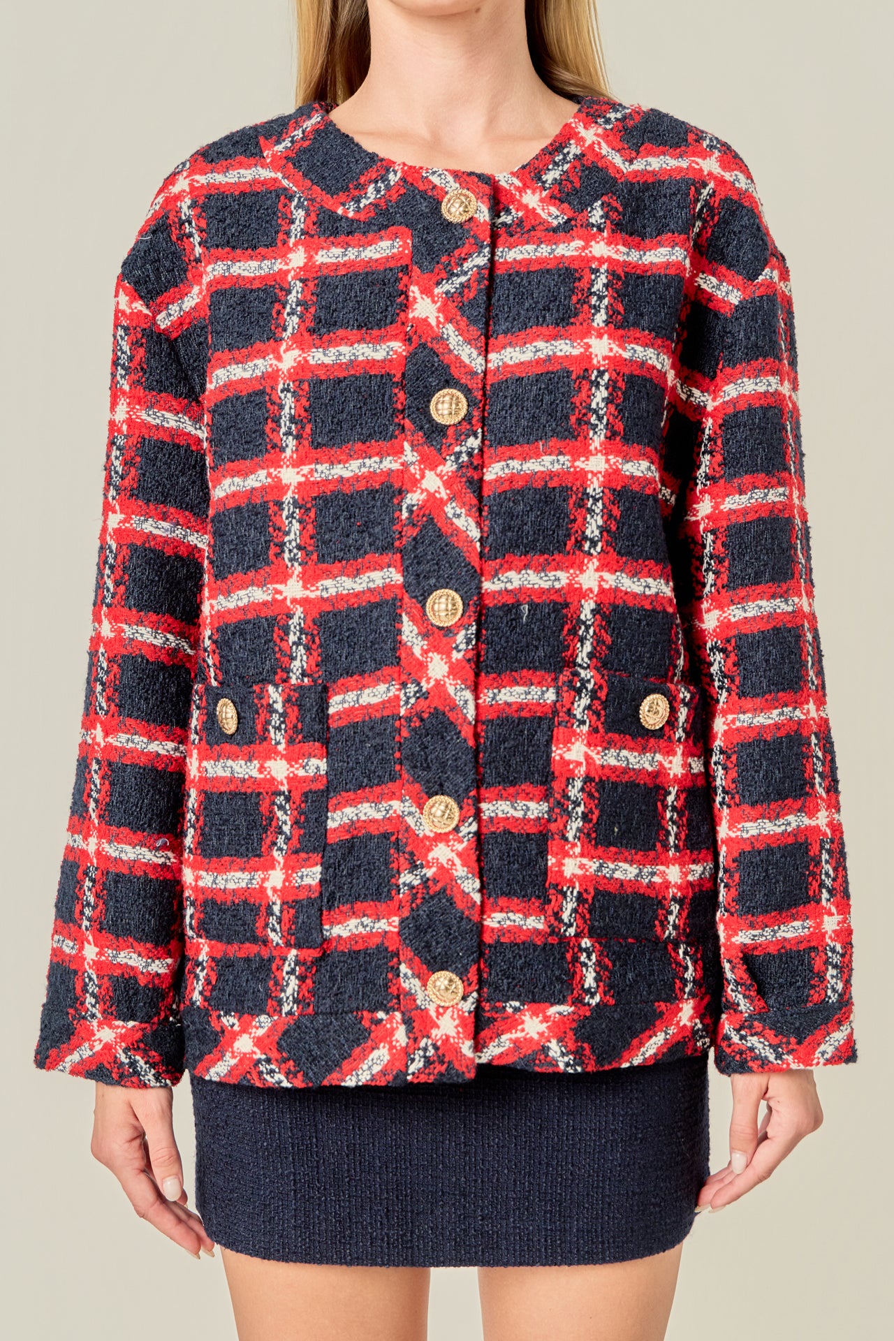 Plaid Boucle Jacket – English Factory