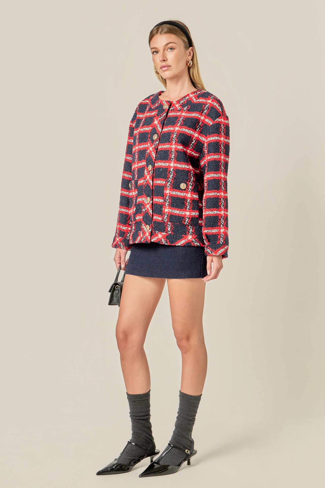 ジャケット・アウター PULP/EDIFICE RING YARN TWEED CHESTER Plaid Boucle Jacket – English Factory