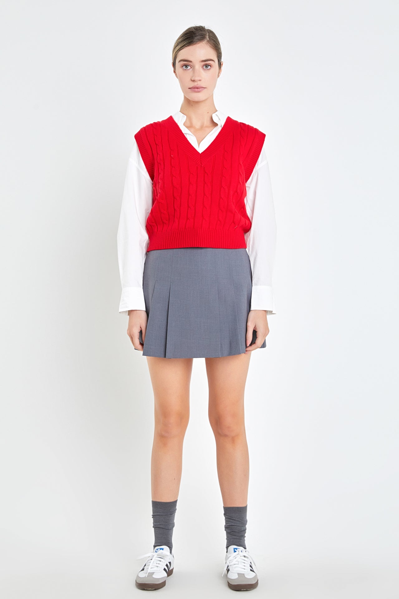 High Low Knit Combo Dress English Factory High Low Knit Combo Dress English Factory