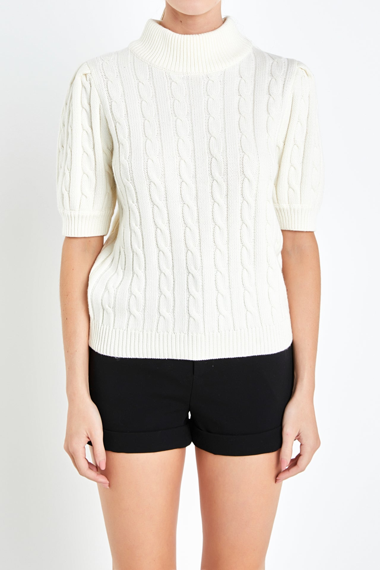 ShortSleeve CableKnit Sweater English Factory