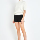 Short-Sleeve Cable-Knit Sweater
