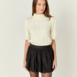 Short-Sleeve Cable-Knit Sweater