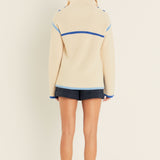 Contrast Piping Quarter-Zip Sweater