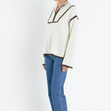 Contrast Piping Quarter-Zip Sweater