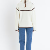 Contrast Piping Quarter-Zip Sweater