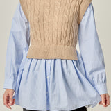 Cable Knit Long Striped Shirt