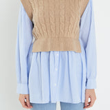 Cable Knit Long Striped Shirt