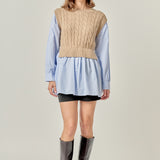 Cable Knit Long Striped Shirt