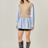 Cable Knit Long Striped Shirt