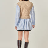 Cable Knit Long Striped Shirt