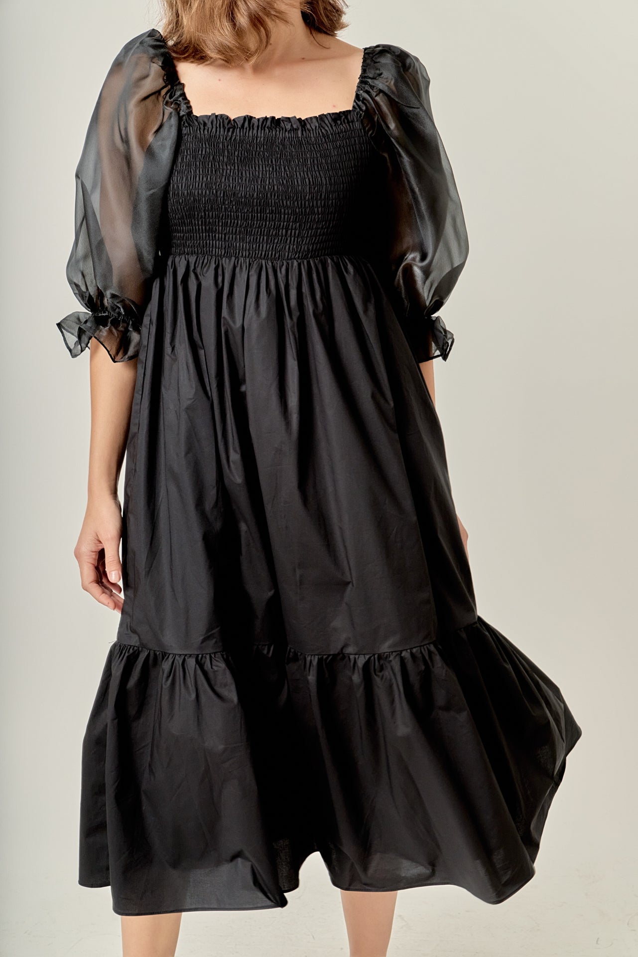 Mixed Media Square Neck Maxi Dress – English Factory
