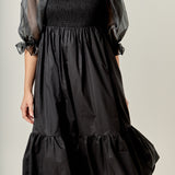 Mixed Media Square Neck Maxi Dress