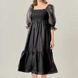 Mixed Media Square Neck Maxi Dress