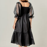 Mixed Media Square Neck Maxi Dress