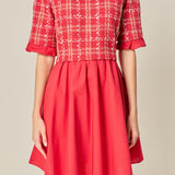 Mixed Media Tweed Mini Dress