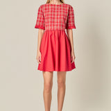 Mixed Media Tweed Mini Dress