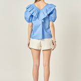 Ruffle Puff Sleeve Top