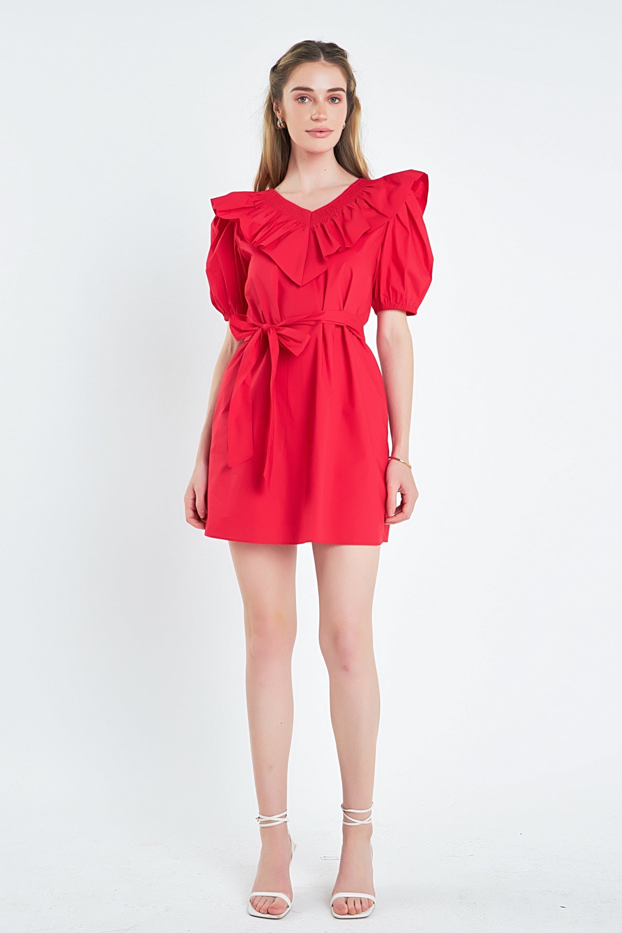 Smocked Ruffled Mini Dress – English Factory