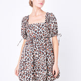 Leopard Printed Bubbled Mini Dress