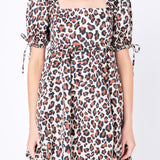 Leopard Printed Bubbled Mini Dress