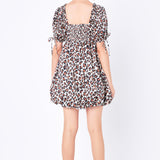 Leopard Printed Bubbled Mini Dress