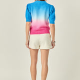 Puff Sleeve Ombre Sweater Top