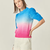 Puff Sleeve Ombre Sweater Top