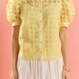 Short Sleeve Organza Grid Blouse