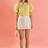 Short Sleeve Organza Grid Blouse