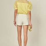 Short Sleeve Organza Grid Blouse