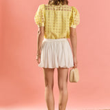Short Sleeve Organza Grid Blouse