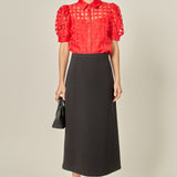 Short Sleeve Organza Grid Blouse