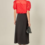 Short Sleeve Organza Grid Blouse