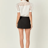 Short Sleeve Organza Grid Blouse