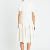 Short-Sleeve Pleated Midi Dress