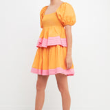 Colorblock Smocked Tiered Mini Dress