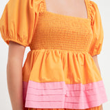 Colorblock Smocked Tiered Mini Dress