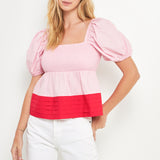 Colorblock Smocked Top