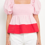 Colorblock Smocked Top