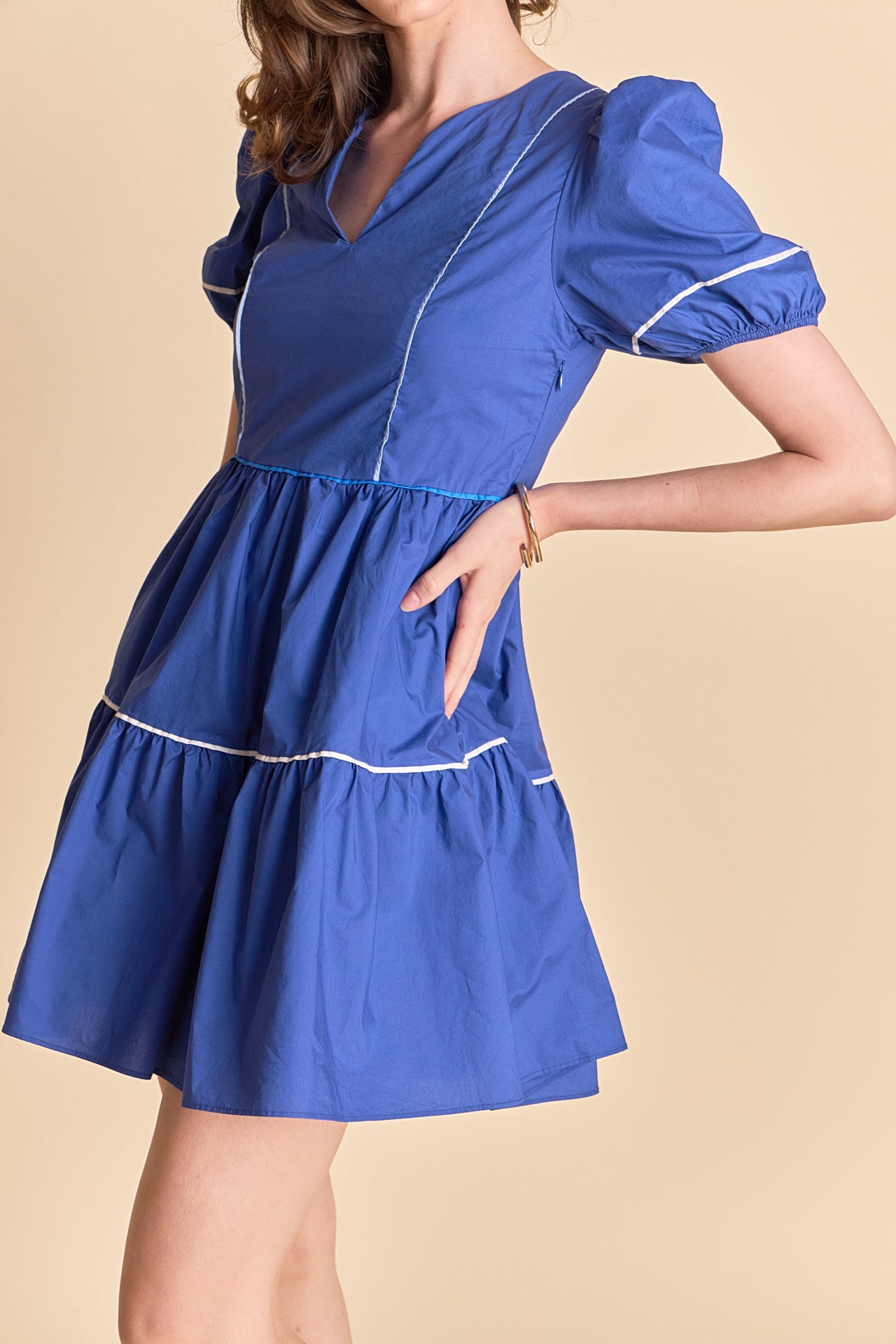 puff sleeve tiered mini dress Shailene Puff Sleeve Tiered Mini Dress VICI