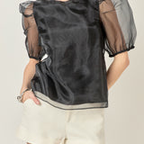 Organza Puff Sleeve Top