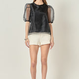 Organza Puff Sleeve Top